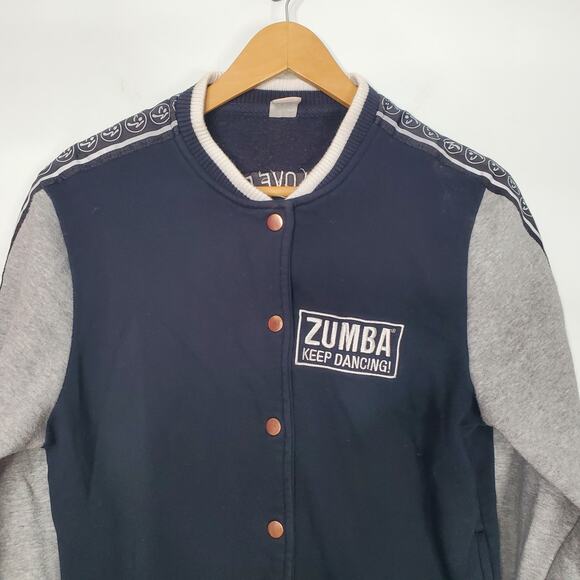 Zumba Keep Dancing Bomber Jacket Bold Black Fitness Wear Zwear Size Medium - Picture 3 of 11